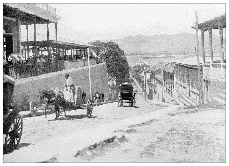 古董黑白照片:Marina Street, Santiago de Cuba